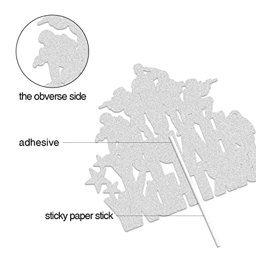 Military Happy Birthday Cake Topper Black Glitter Gun Army Soldier Fighter Veteran's Day Cake Decorations Airman Retirement Military Themed For Kids Boys Men Birthday Party Supplies #TOP2