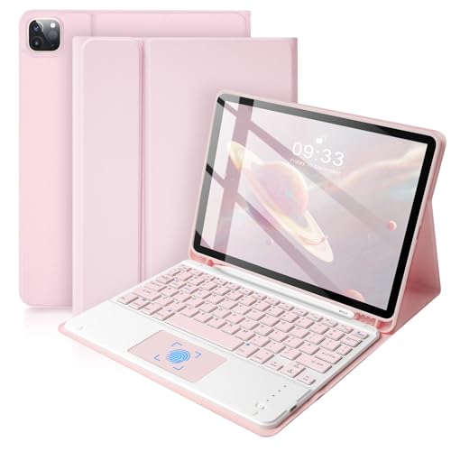 Clavier iPad Air M3 M2 11 pouces rose avec trackpad et étui de protection SOPPY