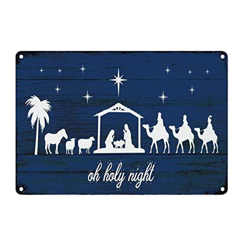 Crèche de Noël en métal extérieur durable décor mural rétro 45cm