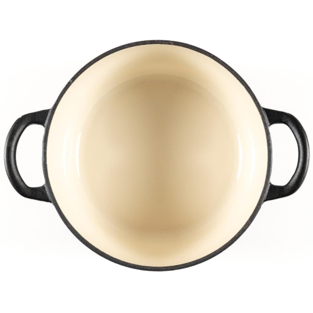 Cocotte Hierro Fundido Esmaltado Negra. Cocotte Redonda 26x12 CM - 4,8 L. Olla Elegante, Resistente, Especial para Inducción y Apta para todos tipo de Cocina