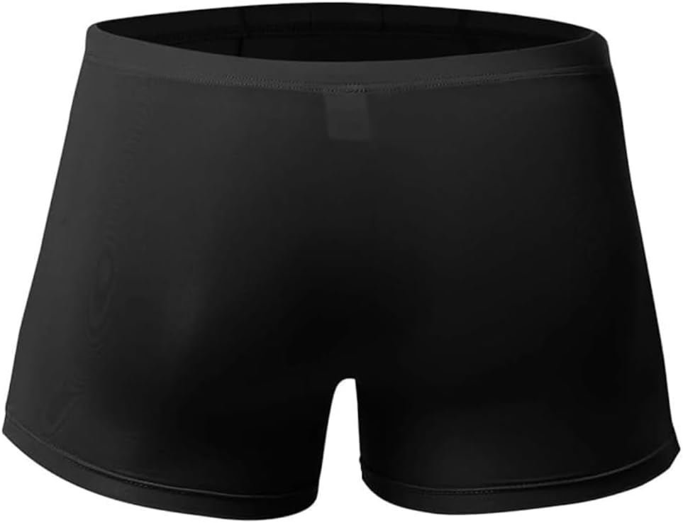 Mens Elephant Trunk Underwear Sexy Ice Silk Solid Color Separate Pouch Boxer Briefs