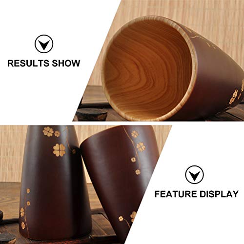 2 unidades de copo de água de madeira esculpida caneca de bebida xícara de café xícara de chá exclus