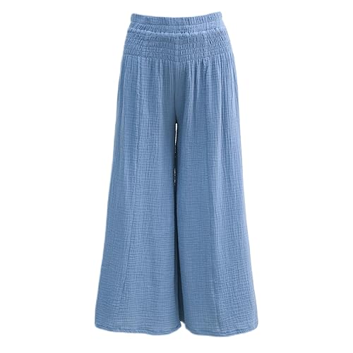 Amazhiyu Women's Crepette Gauze Wide Leg Casual Palazzo High-Waist Summer Pants