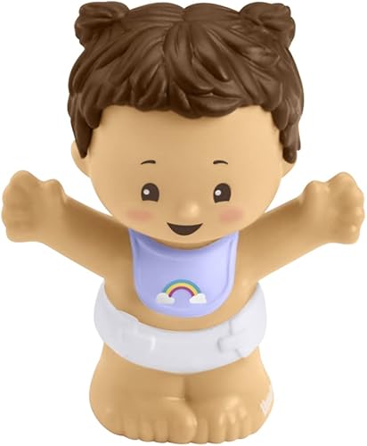 Figura de repuesto para Fisher-Price Little People Snuggle Twins Playset - GKY44 Figura de bebé Babero con arco iris y coletas