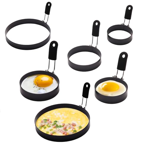4 Pack Eggs Rings,Stainless Steel Round Breakfast Mold Tool Cooking,Round Egg Cooker Rings For Frying Shaping Cooking Eggs,Egg Maker Molds (6Pack)