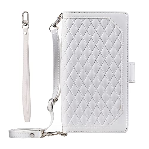 Étui de téléphone à glissière en cuir blanc avec housse porte-carte iPhone
