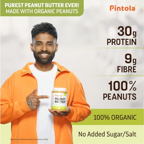 Image of Pintola Combo - Organic Peanut Butter Crunchy 1kg + Rice Cakes (Unsalted & Multigrain) (Pack of 2) (130g x 2), 100% Roasted Peanuts butter, Unsweetened, Crunchy Nut Butter With Organic Rice Cakes