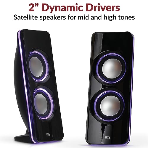 Image of Cyber Acoustics CA-SP34BT Bluetooth Speakers with LED Lights - The Perfect Gaming, Movie, Party, Multimedia 2.1 Subwoofer Speaker System, Black