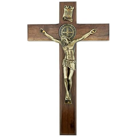 Wooden Wall Cross with Saint Benedict Medal Cover