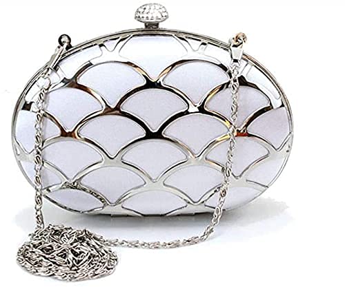 RajoNN Damen-Abendhandtaschen, Metall-Hohlquasten, Clutch-Tasche, Banketttasche, diagonale Paket-Kettentasche (blau) (rosa)
