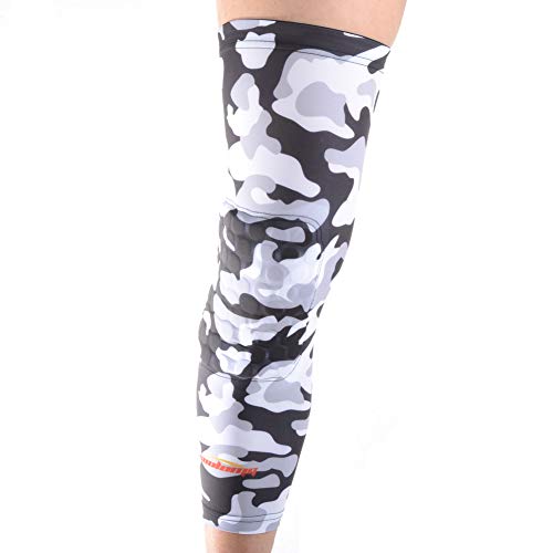 COOLOMG Pair Kids Adult Pad Crashproof Basketball Leg Knee Long Sleeve Protector Gear Camouflage Grey L