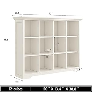 Wooden cube bookcase with base modern 3 tiers floor standing open shelf cabinet for home and office 12 cube lattice bookshelf warm white  urban country home decor