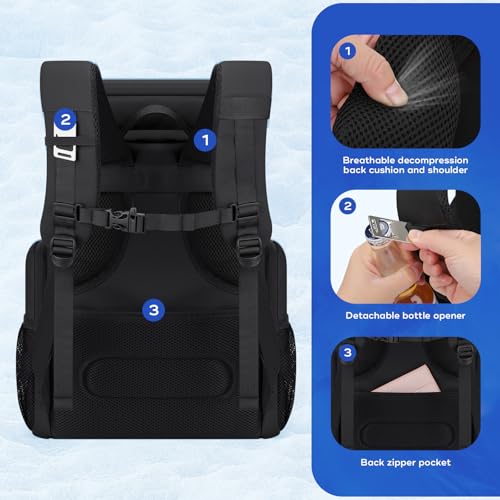 Image of Maelstrom Insulated Cooler Backpack, 36 Can Soft Cooler Ice Chest Bag | Double Compartment, 16H Cold, Leakproof, Bottle Opener, Waterproof, Lightweight, for Beach, Travel, Camping, Picnics, Hiking