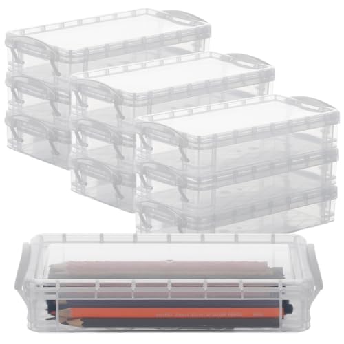 Boîtes à crayons transparentes empilables avec couvercles hermétiques