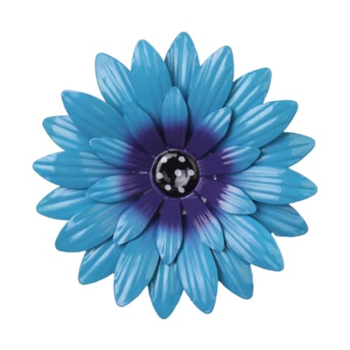 predolo Décoration Murale en métal avec Fleurs de 20 cm de diamètre, Ornement décoratif en Fer, Sculpture Murale Robuste pour Jardin, clôture d'arbre, Bleu