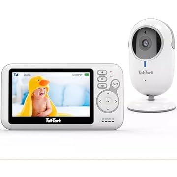 Babá Eletrônica - TakTark BM612, com Tela de 4,3 Polegadas, Visão Noturna, Sensor de Temperatura, 2 Way Audio e ZOOM 3x, para Monitoramento Completo do seu Bebê.