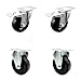 Phenolic Swivel Top Plate Caster Set of 4 with 4 Inch Black Wheels - Includes 2 Swivel with Total Locking Brakes and 2 Rigid - 1200 lbs. Total Capacity - Service Caster Brand