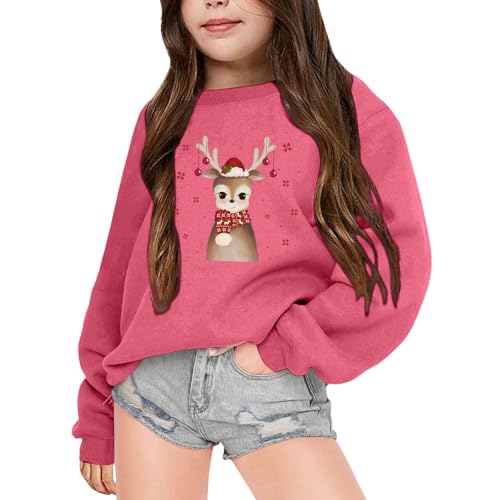 Genérico 2026 Sudadera Infantil navideña con Capucha y Cuello Chaqueta térmica Polar para niñas de Manga Larga Abrigo Estampado (4-5 Years)