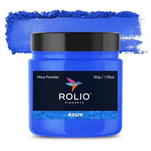 Rolio Premium Mica Powder - Azure (50G / 1.76oz) - 1 Jar of Blue Pigment Powder for Epoxy Resin, Dye, Soap Making, Nail Polish, Paint, Candle Making, Bath...