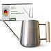 NICEGARDEN Edelstahl Gießkanne 1L | Design Blumengießkanne mit Holzgriff | extra stabil & stilvoll | perfekt für Wohnung, Haus, Garten & Balkon