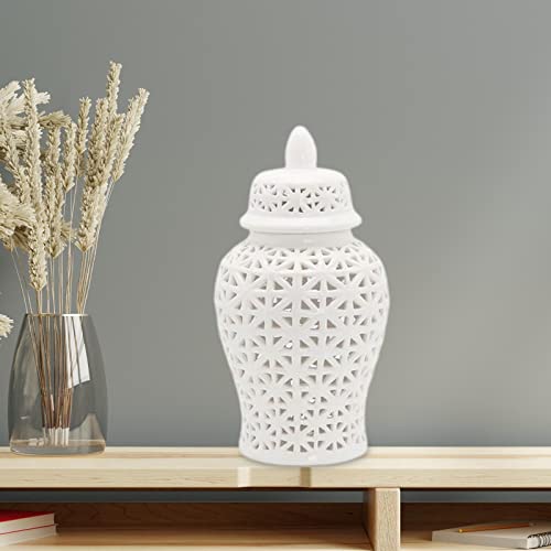 Pot à Gingembre Blanc en Céramique - Vase Rétro Peint à la Main pour Table