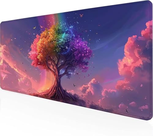 Tapis de Souris XXL Gaming Ciel Grand Tapis de Souris 80 x 40 cm, Gaming Accessoire Rose Tapis de Souris Gamer Antidérapante Résistant à l'eau Mouse Pad pour Les Jeux, Bureau, Cadeau Homme 1-1