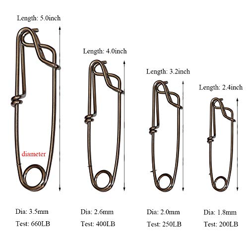 5Pcs Longline Fishing Snap Clips Stainless Steel Floatline Tuna Clips 4 Sizes (2.6Mmx4.0Inch-5Pcs) #TOP1