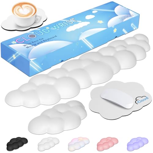 JIKIOU Cloud Handgelenkauflage Tastatur aus Leder mit rutschfester PU-Basis bequemer Memory-Schaum für Computer Laptop Mac Gaming Büro und Schmerzlinderung