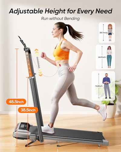 Image of Acezoe Walking Pad with 12% Incline & Height-Adjustable Handlebar, 5-in-1 Foldable Treadmill for Home & Office, Portable Under Desk Treadmill with LED Display & App Control