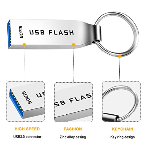 Bogcom Flash Drive 512Gb Usb 3.0 Usb Drive Waterproof Thumb Drive 512Gb Portable Usb Memory Stick With Keychain Compatible With Computer/Laptop/Pc/Tablet #TOP1