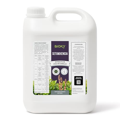 Bioky® Cola de Caballo Fungicida 5L – Preventivo y Curativo para Plantas - Muy Concentrado 30ml/L – Bioestimulante Plantas de Interior y Huerto Urbano – Controla Hongos como Mildiu, Oídio (5L)