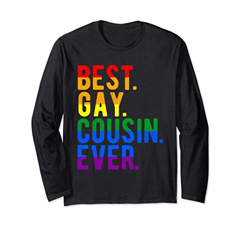 Best Gay Cousin Ever Rainbow Funny Statement LGBT Pride Gift Manga Larga