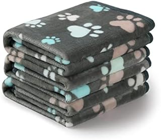 luciphia 1 Pack 3 Blankets Super Soft Fluffy Premium Fleece Pet Blanket Flannel Throw for Dog Puppy Cat Grey Paw Small