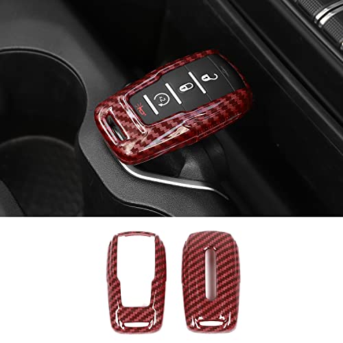 Image of RAZPOY for RAM Key Fob Cover Replacement Key Case Shell Protector Holder for 2018-2022 Dodge RAM 1500 2500 3500 Accessories, ABS Plastic (Red Carbon Fiber)