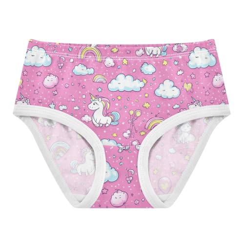 Wusikd Pink Unicorn Clouds Girls' Underwear Cotton Rainbows Balloons Girls Briefs Soft Toddler Underwear 2T