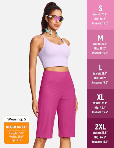 Image of ISEEGZ 15 inch / 18 inch / 21 inch / 25 inch Capri Pants for Women High Waist with Pockets Women's Capris Workout Yoga Pants Loose Straight Leg