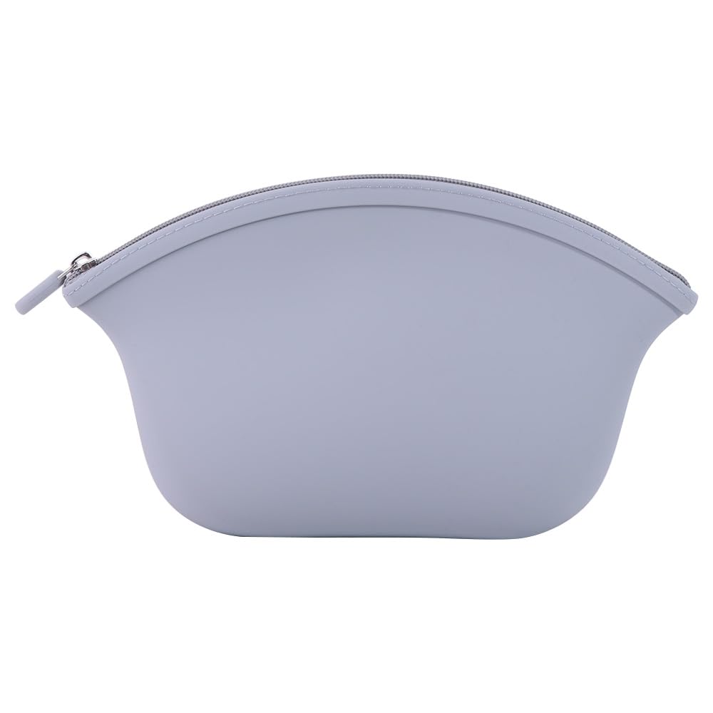 Silicone Cosmetic Bag, Silicone Organizer Wallet Simple Coin Purse Bathroom Portable Waterproof Makeup Storage Bag Zipper Pouch(Grey)