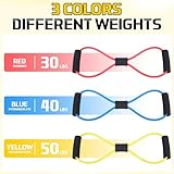 Halloscume 20 Pack Figure 8 Shaped Resistance Bands with Handles Bulk Exercise Fitness Bands Arms Shoulder Leg Stretching Gym Workout Equipment for Muscle Training Women Men (50 Lbs,Yellow) - Image 3