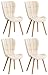 CLP Set 4 Sedie Chic Sala Da Pranzo Elda In Similpelle I Sedia Design Salotto Imbottita E Trapuntata I Seduta Tavolo Gambe In Legno, Colore:crema
