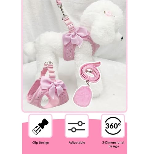 aichilra Hundegeschirr Kleine Hunde, Geschirr Katze mit Diamanten, Weiches Netzgewebe, Atmungsaktive Hundeweste mit Leine, Welpengeschirr für Kleine Hunde, Katzengeschirr, XS