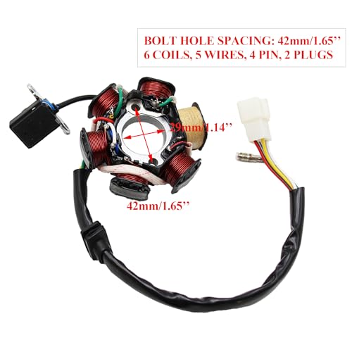 Image of PRO BAT 6 Coils 5 Wires Stator Magneto ATV Magneto Stator Plate for 50cc 70cc 90cc 110cc 125cc Engine Chinese Scooter Dirt Bike Taotao Sunl Roketa