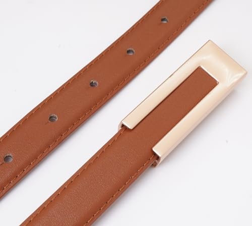 Skinny Leather Belts for Women Thin Waist Belt with Gold Buckle for Dress4