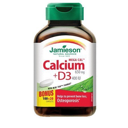 JamiesonLaboratories Mega Cal - Calcium Citrate with Vitamin D-120 caplets Brand