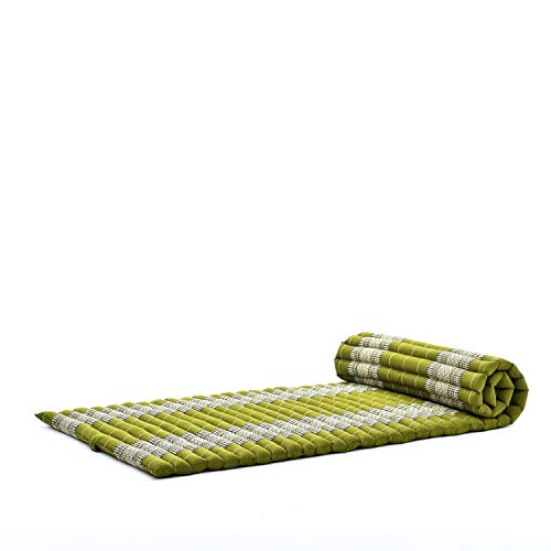 Image of Leewadee - Foldable Floor Mattress - Japanese Roll Up Futon -Trifold Tatami Mat- Guest Floor Bed - Camping Mattress - Thai Massage Mat, Kapok Filled, 75 x 28 inches, Green