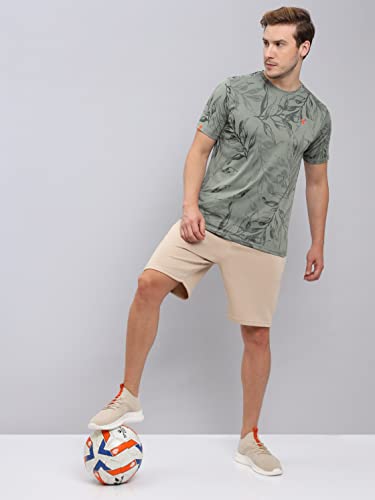 Image of TECHNOSPORT Men Polyester Regular Fit Half Sleeve Jacquard T-Shirt with Double Cool, Quick Dry & Anti Microbial for Sports, Running & Casual Use