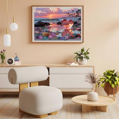 Zhiseoyi 500 Piece Jigsaw Puzzle for Adults – Beach Glass Heart Jigsaw Puzzles 500 Pieces, Sunset Ocean Heart-Shaped Puzzles for Adults 500 Pieces, Challenging Perfect for Game Nights, 20.5 X 15 in - Image 7