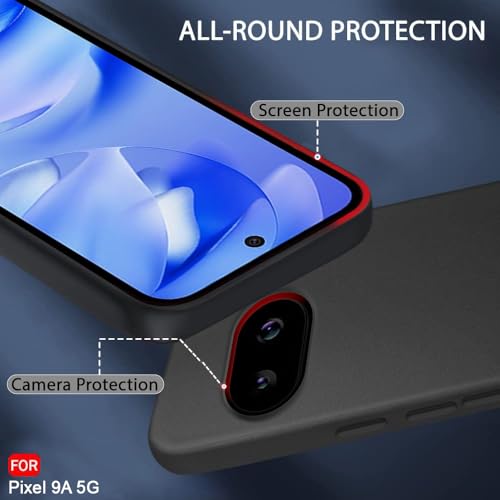 Image of TheGiftKart Sleek Back Cover Case for Google Pixel 9A | Slim Fit Protective Design | Ultra Matte Finish | Camera Protection Bump | Soft Silicon Case Cover for Pixel 9A (Silicone, Black)