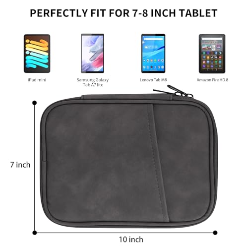 Image of HoYiXi Universal Sleeve Bag for 7-8 inch Tablet Fire HD 8 /Fire HD 8 Plus Compatible iPad mini (6th Gen) 8.3 inch 2021, iPad mini 5 /4 /3 /2 /1, Tab A8, 7 inch-8 inch inch Android Tablet Sleeve Case -Grey