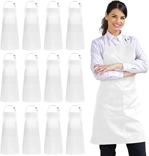 TOUT ENSEMLE Bib Apron, Unisex Adjustable Waterdrop-Resistant Apron with 2 Pockets ? Cooking, Kitchen, BBQ, Drawing, Bulk for Chefs or Restaurants