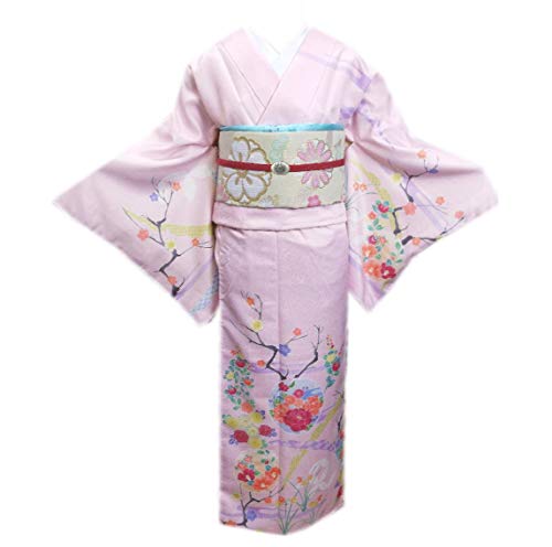 [和さくら庵] 訪問着 着物 洗える お仕立て上がり 袋帯 2点セット 薄ピンク地桜樹雪輪七宝古典花 フリー 結婚式 披露宴 入学式 お宮参り 七五三